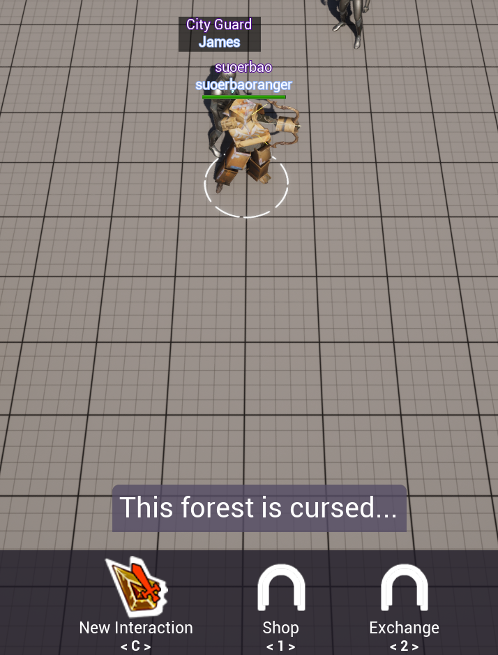 NPC dialog widget showing interaction