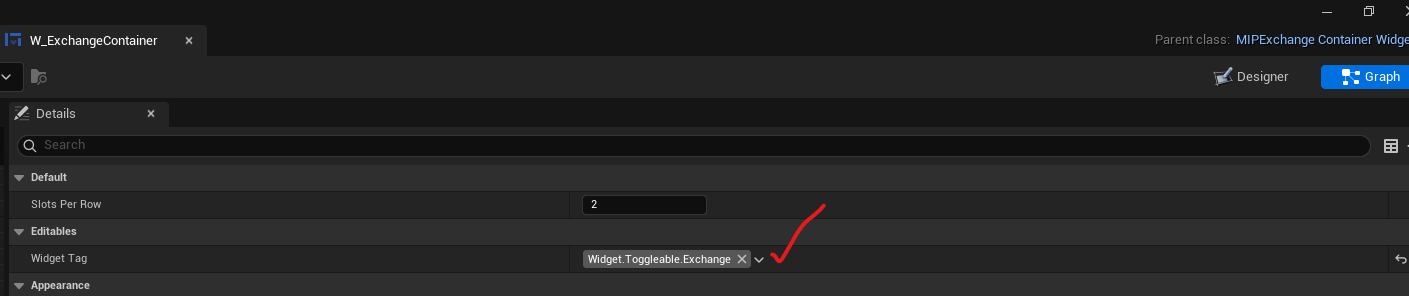 Widget tags assigned