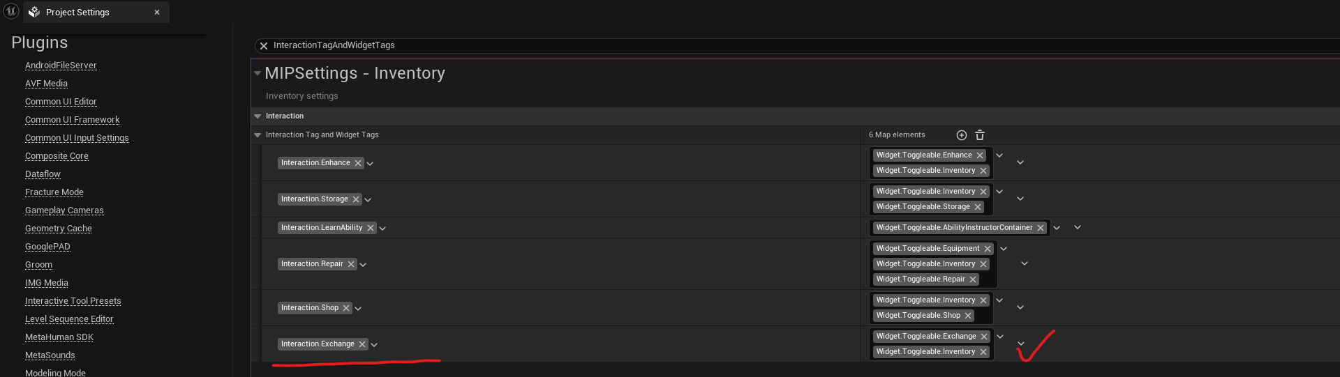 InteractionTagAndWidgetTags config